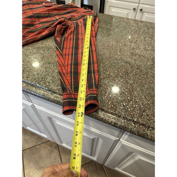 VTG‎ Polo Ralph Lauren red black plaid Cotton heavy  cotton shirt Mens Large - Picture 11 of 11